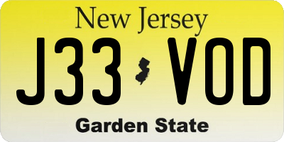 NJ license plate J33VOD