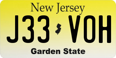 NJ license plate J33VOH