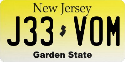 NJ license plate J33VOM