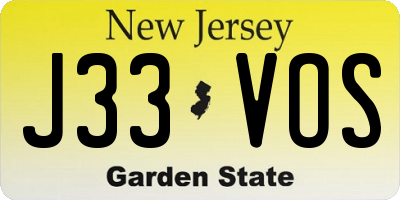 NJ license plate J33VOS