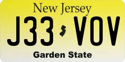 NJ license plate J33VOV