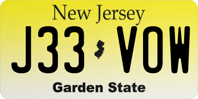 NJ license plate J33VOW
