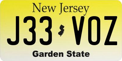 NJ license plate J33VOZ
