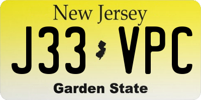 NJ license plate J33VPC