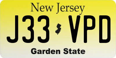 NJ license plate J33VPD