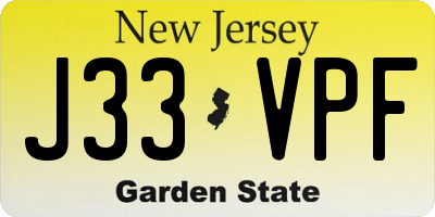 NJ license plate J33VPF