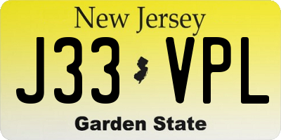 NJ license plate J33VPL