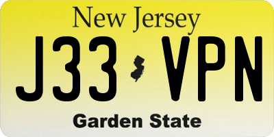 NJ license plate J33VPN