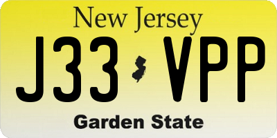NJ license plate J33VPP