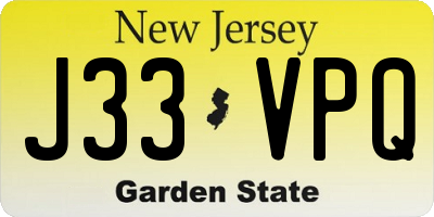 NJ license plate J33VPQ