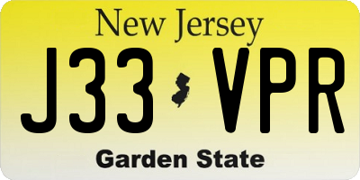 NJ license plate J33VPR