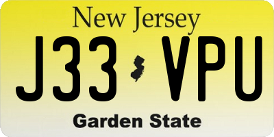 NJ license plate J33VPU