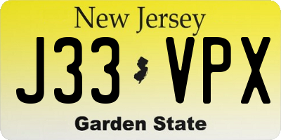NJ license plate J33VPX