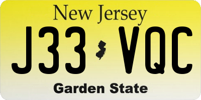 NJ license plate J33VQC