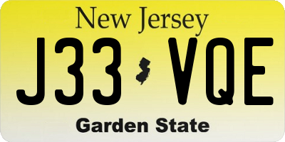 NJ license plate J33VQE