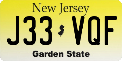 NJ license plate J33VQF