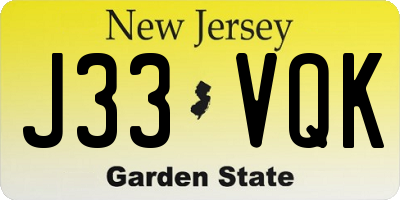 NJ license plate J33VQK