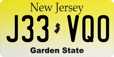 NJ license plate J33VQO