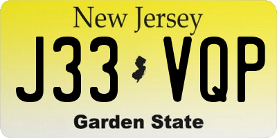 NJ license plate J33VQP
