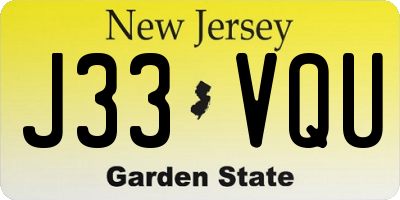 NJ license plate J33VQU