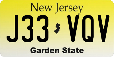 NJ license plate J33VQV