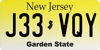 NJ license plate J33VQY