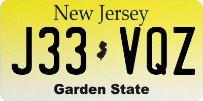 NJ license plate J33VQZ