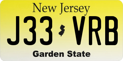 NJ license plate J33VRB