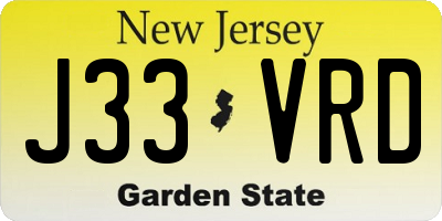 NJ license plate J33VRD