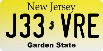 NJ license plate J33VRE