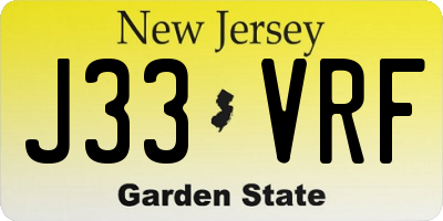 NJ license plate J33VRF