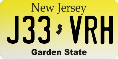 NJ license plate J33VRH