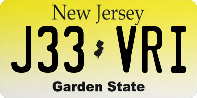 NJ license plate J33VRI
