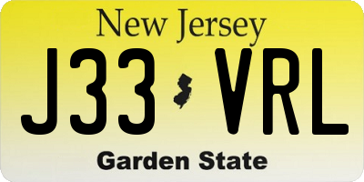 NJ license plate J33VRL
