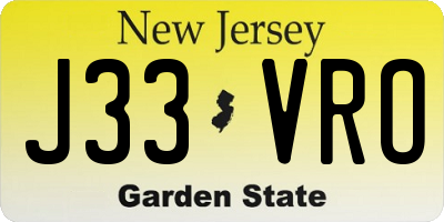 NJ license plate J33VRO