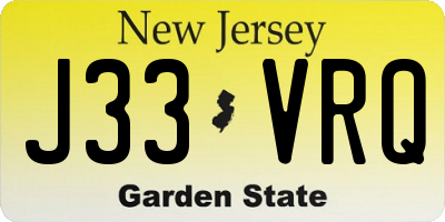 NJ license plate J33VRQ