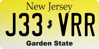 NJ license plate J33VRR