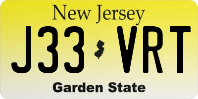 NJ license plate J33VRT