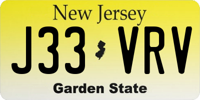NJ license plate J33VRV