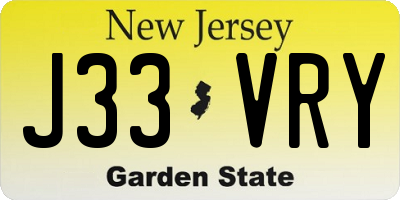 NJ license plate J33VRY
