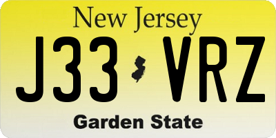 NJ license plate J33VRZ