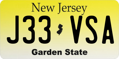 NJ license plate J33VSA