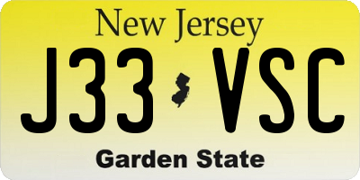 NJ license plate J33VSC