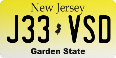 NJ license plate J33VSD