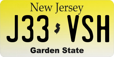 NJ license plate J33VSH
