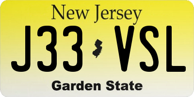 NJ license plate J33VSL