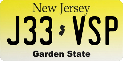 NJ license plate J33VSP