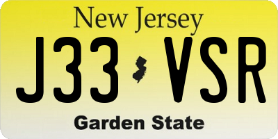 NJ license plate J33VSR