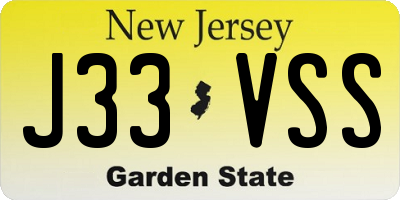 NJ license plate J33VSS