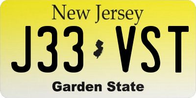 NJ license plate J33VST